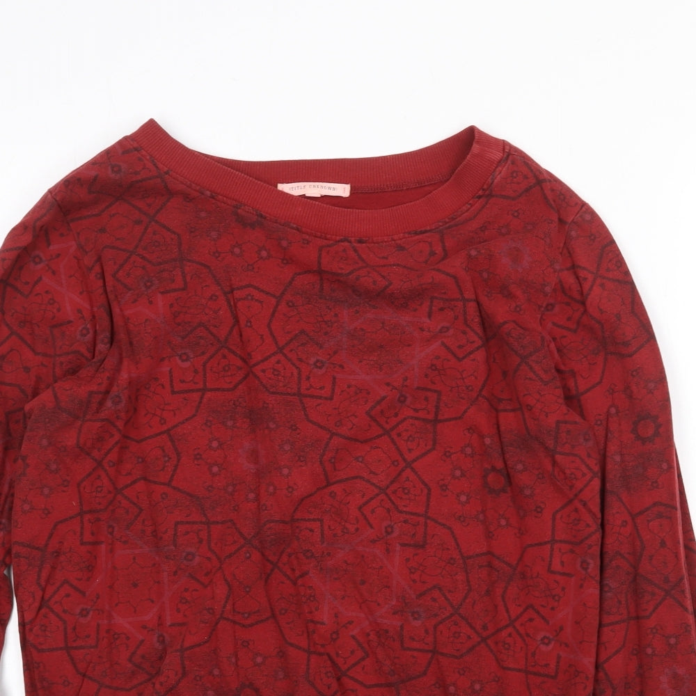 Little Unknown Womens Red Geometric Cotton Pullover Sweatshirt Size M Pullover