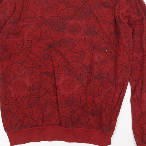 Little Unknown Womens Red Geometric Cotton Pullover Sweatshirt Size M Pullover