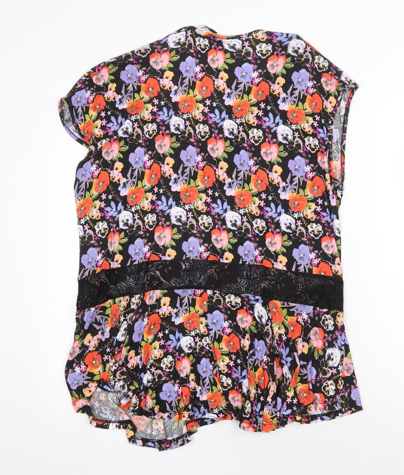 George Womens Multicoloured Floral Polyester Basic Blouse Size 18 Scoop Neck - Lace Detail
