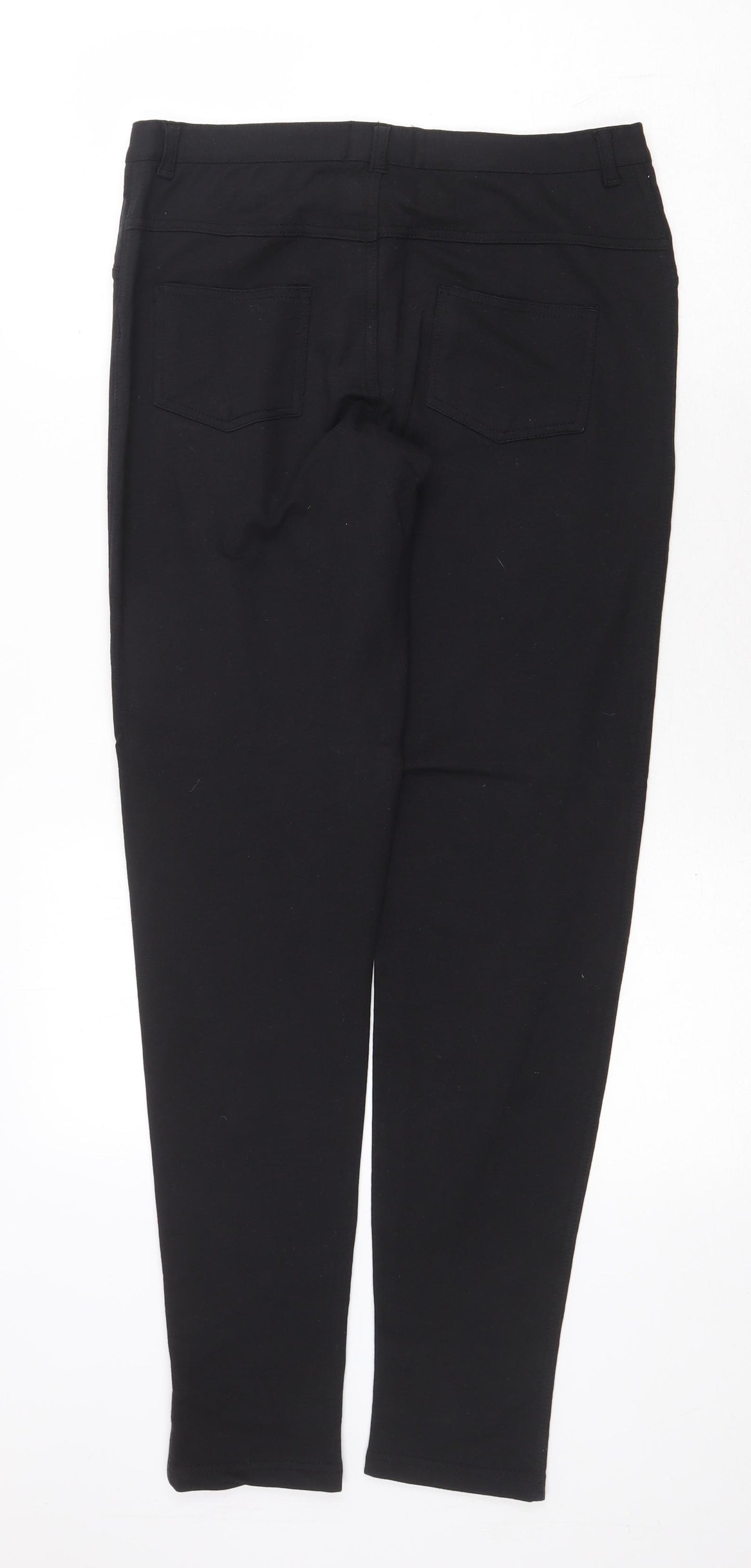 Dammed Delux Womens Black Cotton Trousers Size 12 Regular Zip