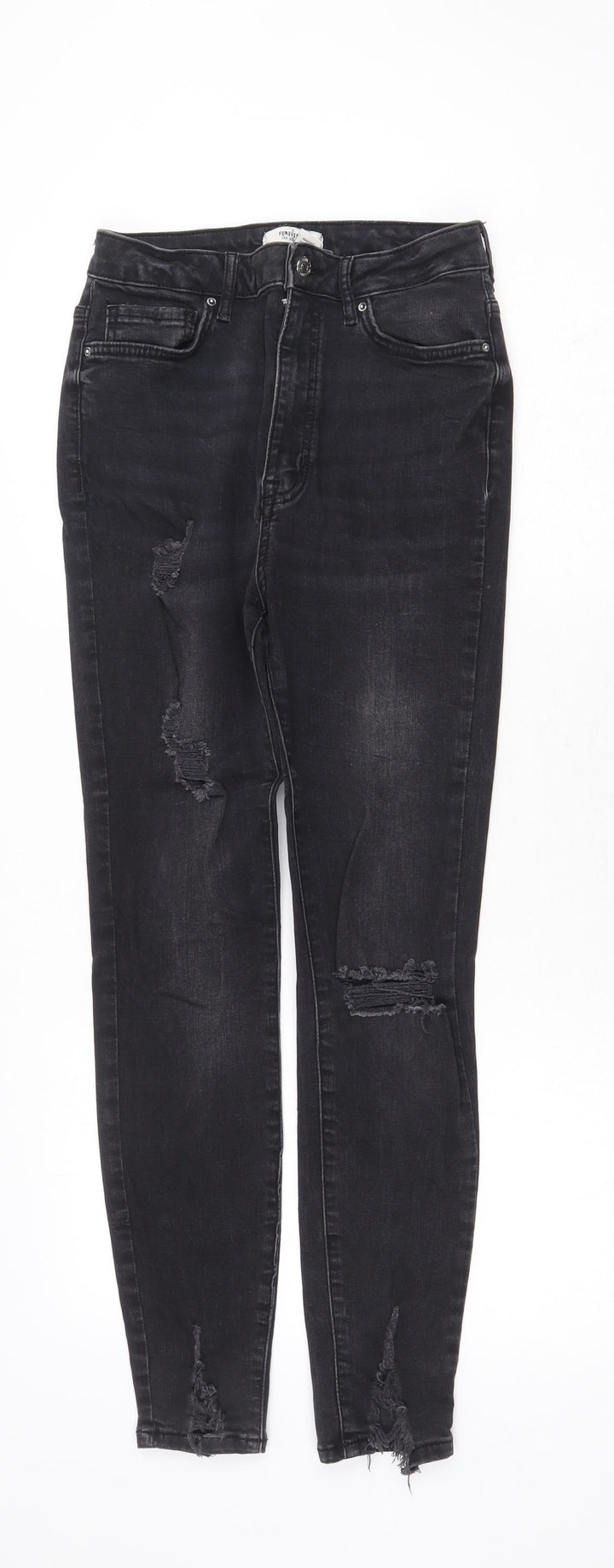 FOREVER 21 Womens Grey Cotton Skinny Jeans Size 10 Regular Zip
