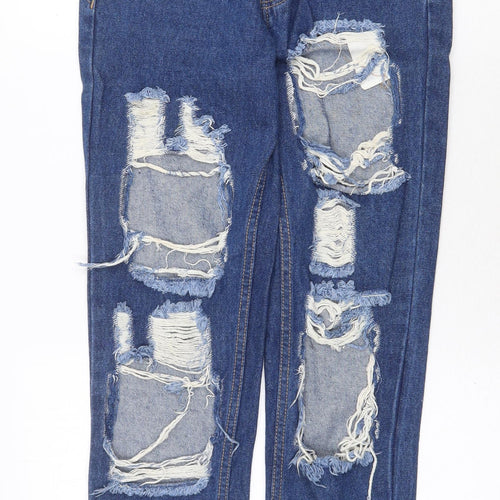 The Rockn Rev Womens Blue Cotton Straight Jeans Size 6 Regular Zip