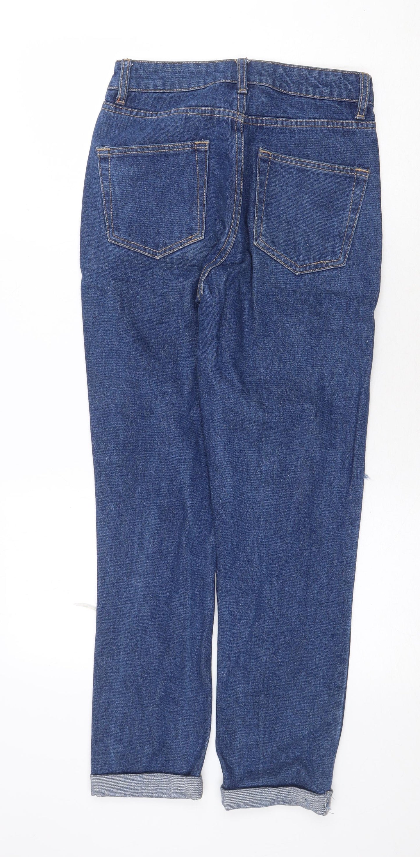 The Rockn Rev Womens Blue Cotton Straight Jeans Size 6 Regular Zip