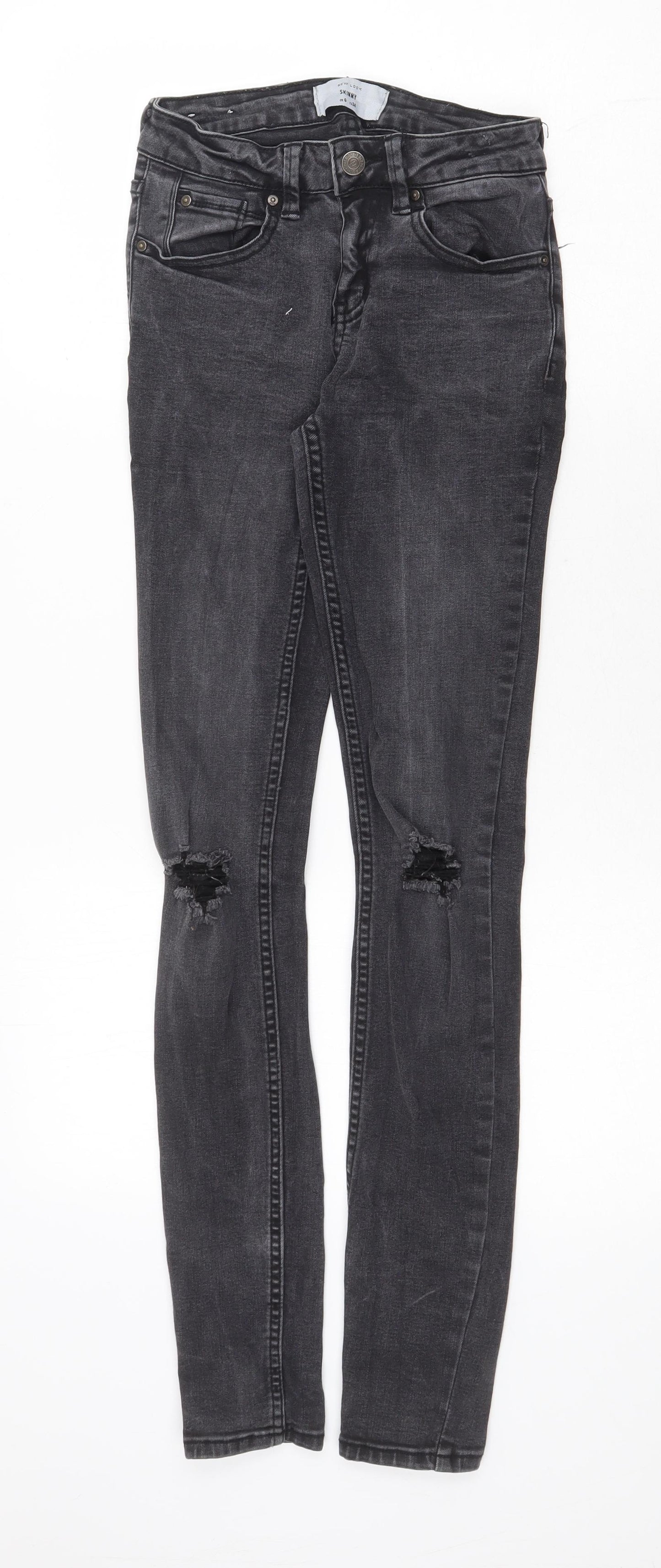 New Look Womens Grey Cotton Skinny Jeans Size 6 Regular Zip