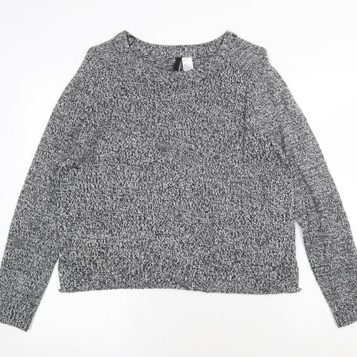 H&M Womens Grey Scoop Neck Acrylic Pullover Jumper Size M