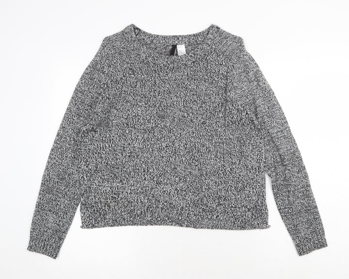 H&M Womens Grey Scoop Neck Acrylic Pullover Jumper Size M