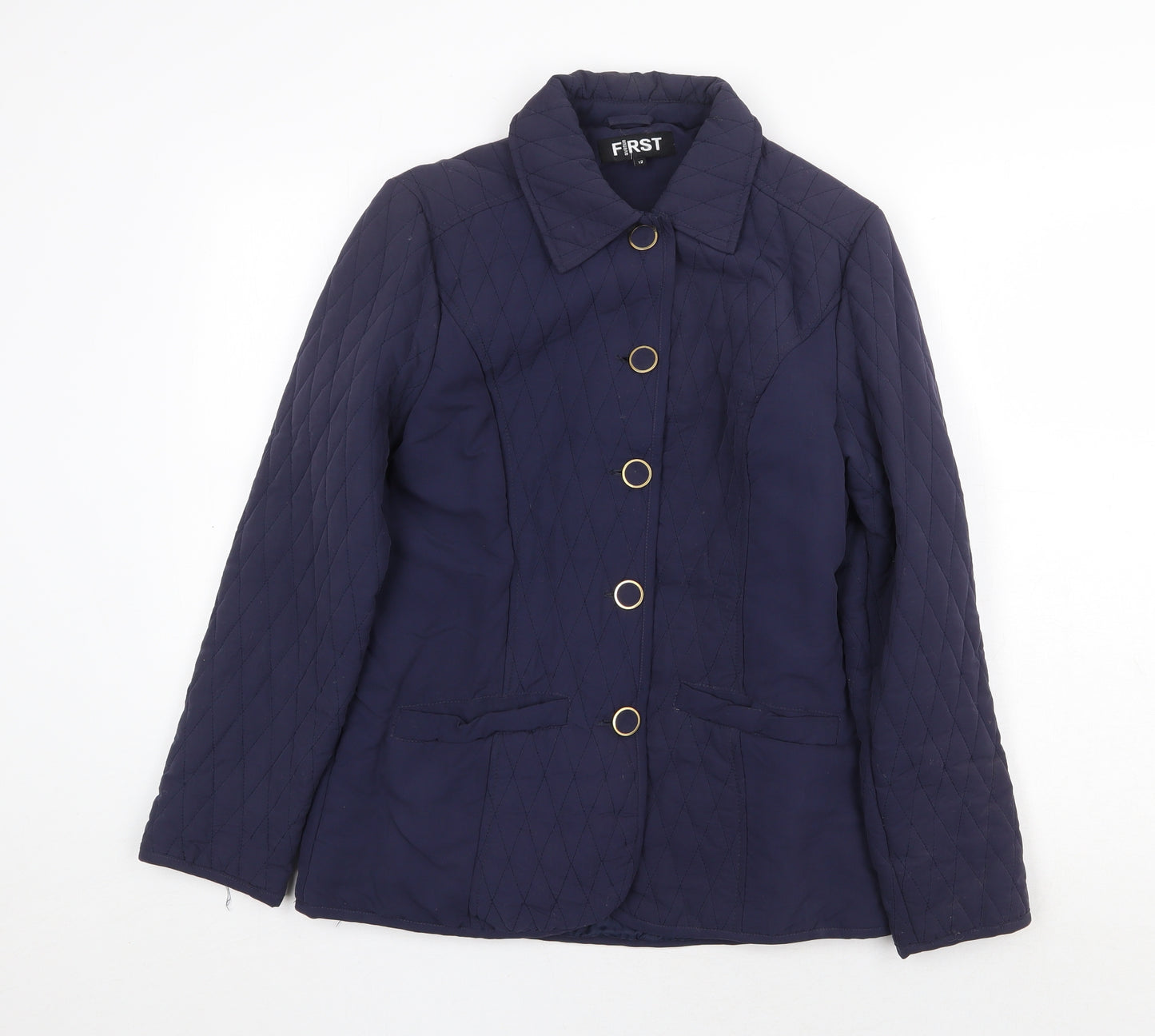 First Avenue Womens Blue Jacket Size 12 Button