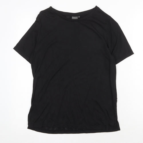 ICHI Womens Black Polyester Basic T-Shirt Size XS Round Neck