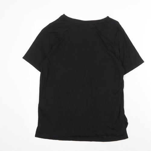 ICHI Womens Black Polyester Basic T-Shirt Size XS Round Neck