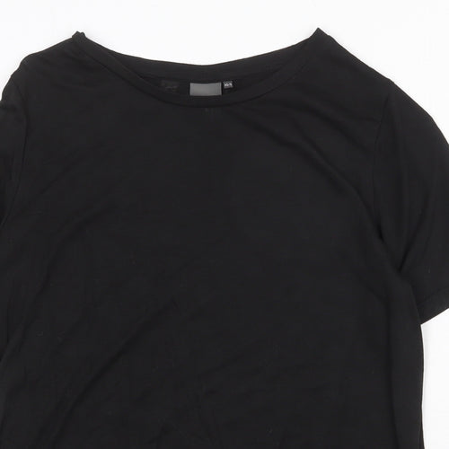 ICHI Womens Black Polyester Basic T-Shirt Size XS Round Neck