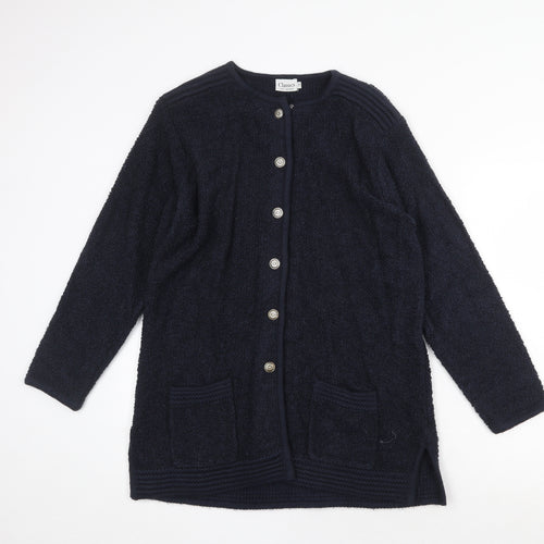 First Avenue Womens Blue Jacket Coatigan Size 14 Button