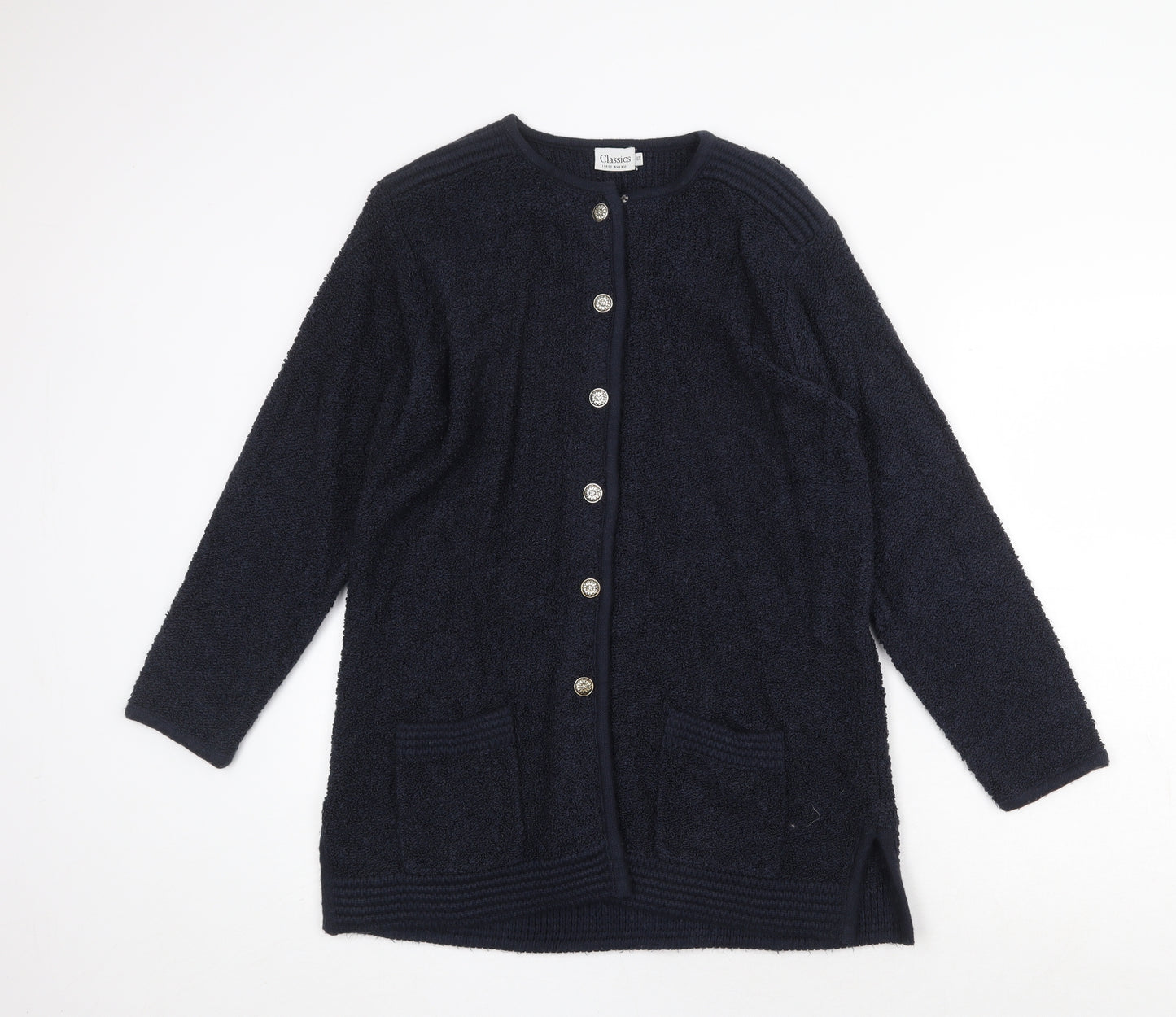 First Avenue Womens Blue Jacket Coatigan Size 14 Button