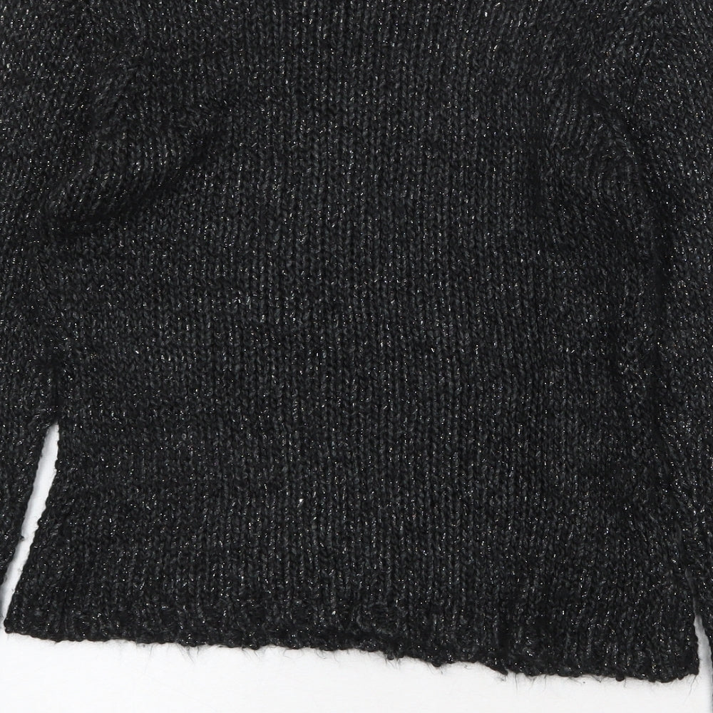 B-Young Womens Black Boat Neck Acrylic Pullover Jumper Size S