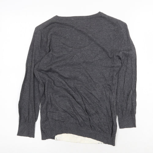 NEXT Womens Grey Scoop Neck Cotton Pullover Jumper Size 8