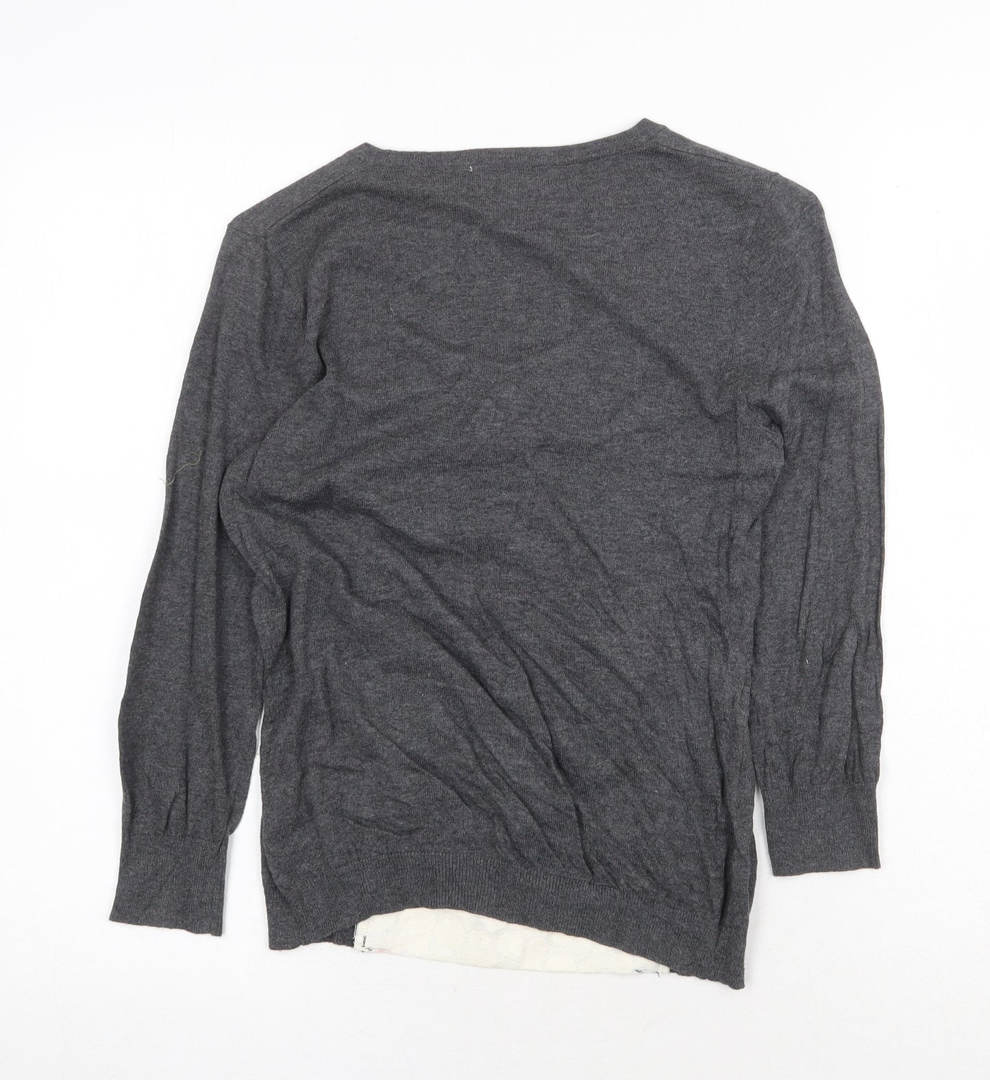 NEXT Womens Grey Scoop Neck Cotton Pullover Jumper Size 8