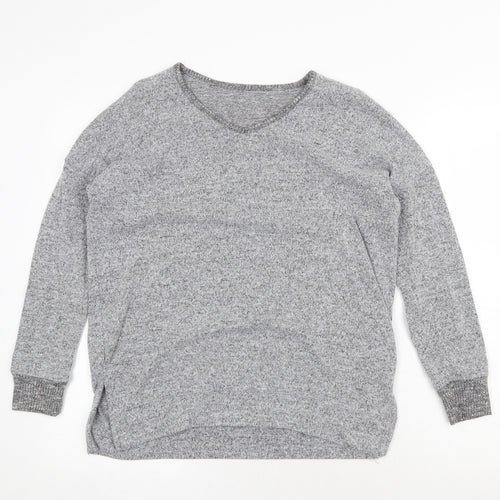 Peacocks Womens Grey V-Neck Polyester Pullover Jumper Size 10