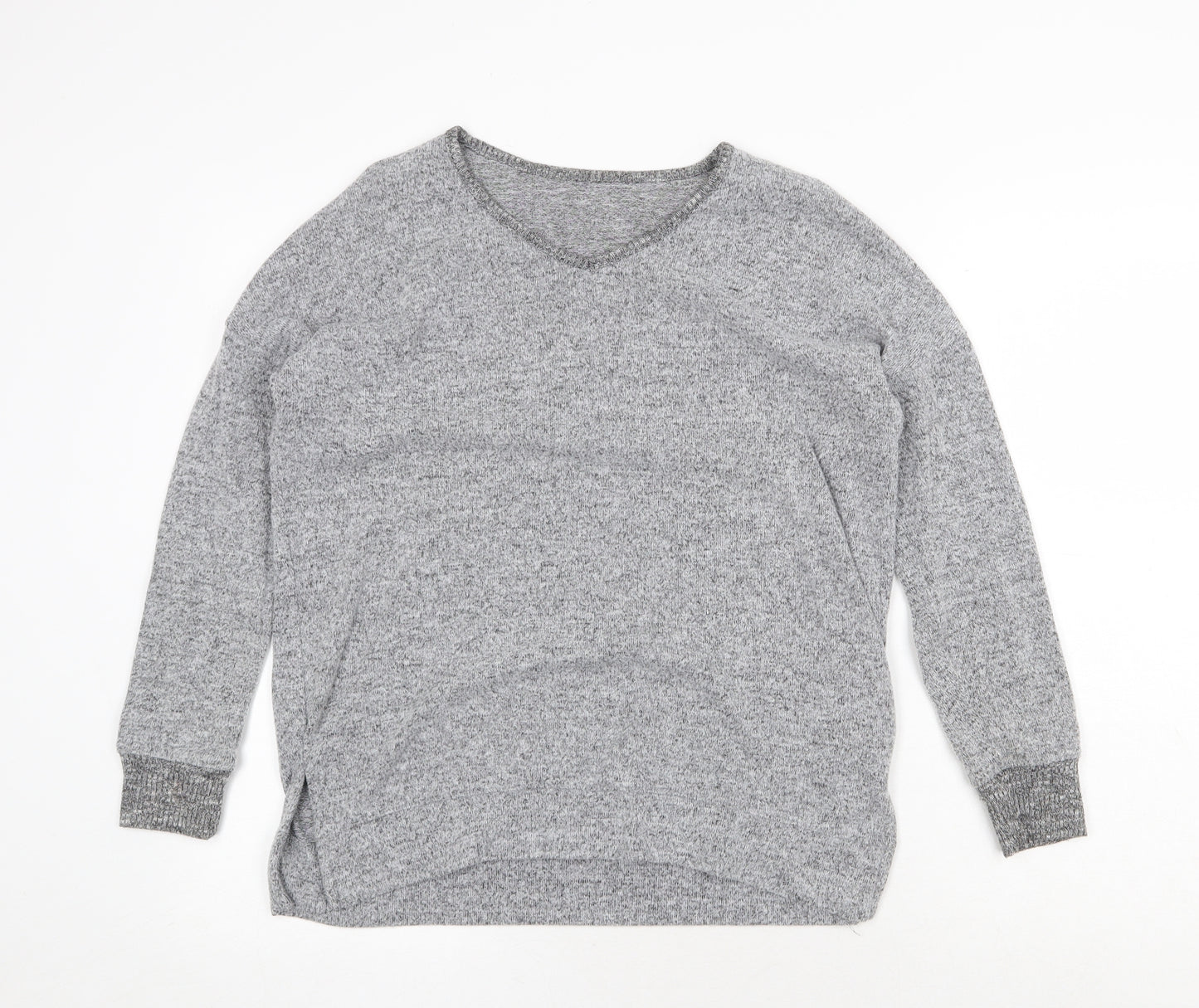 Peacocks Womens Grey V-Neck Polyester Pullover Jumper Size 10