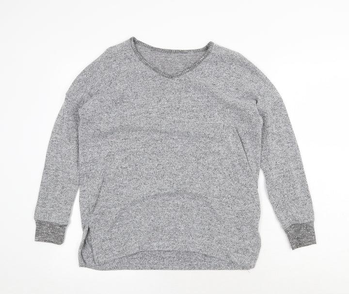 Peacocks Womens Grey V-Neck Polyester Pullover Jumper Size 10