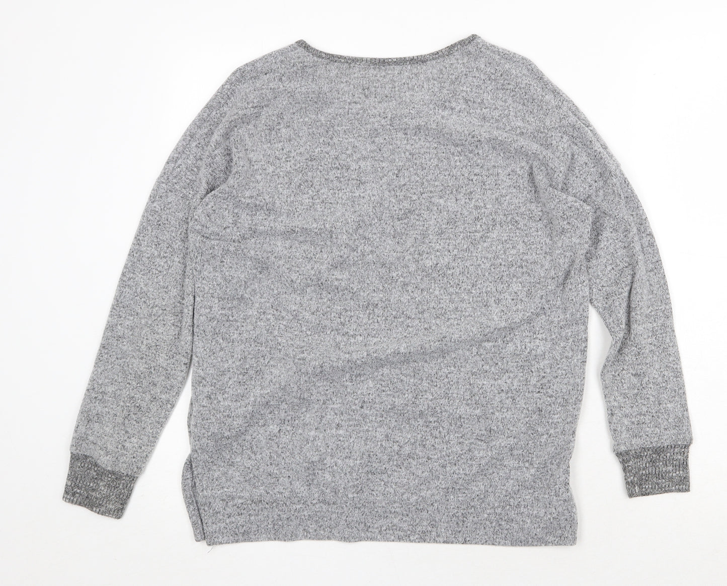 Peacocks Womens Grey V-Neck Polyester Pullover Jumper Size 10