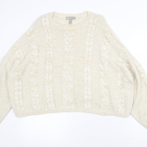 ASOS Womens Beige Round Neck Acrylic Pullover Jumper Size 8