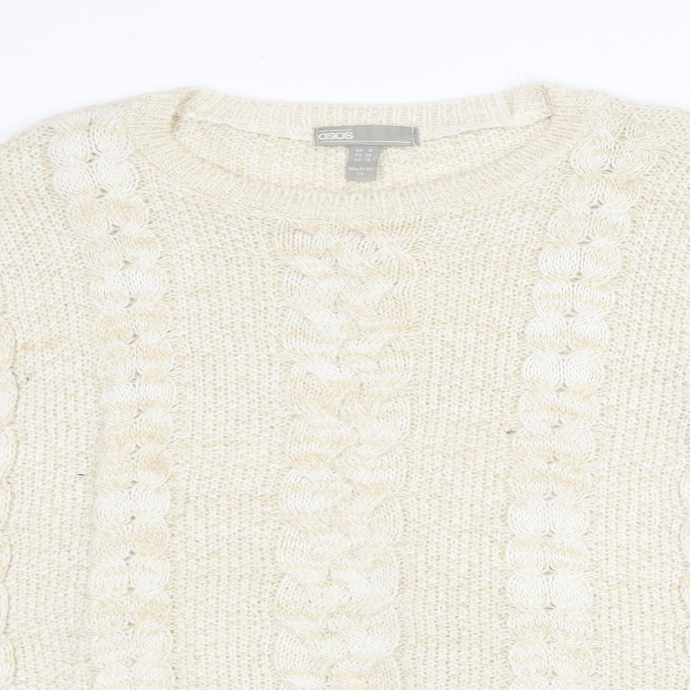 ASOS Womens Beige Round Neck Acrylic Pullover Jumper Size 8