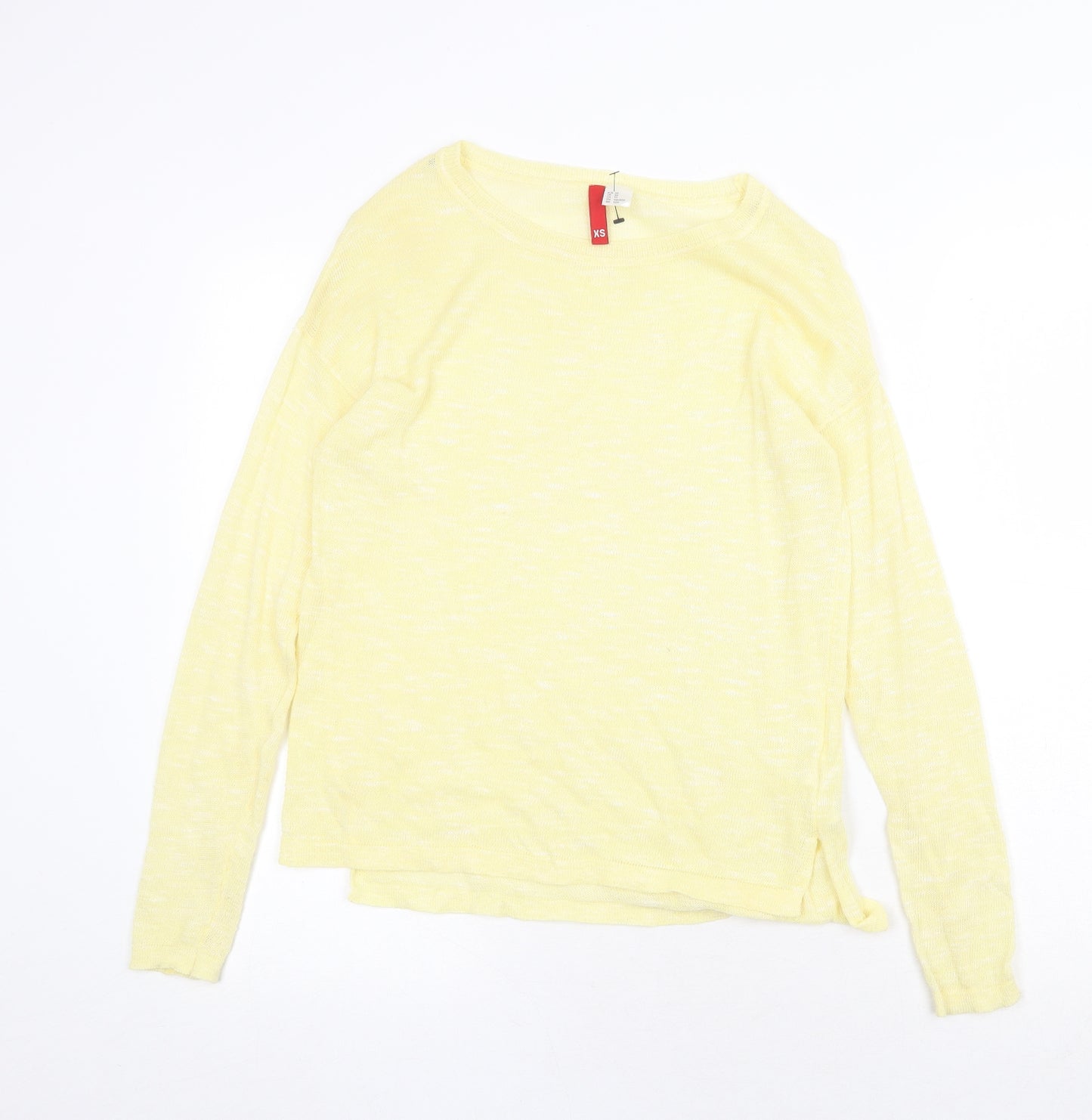 H&M Womens Yellow Round Neck Polyester Pullover Jumper Size XS