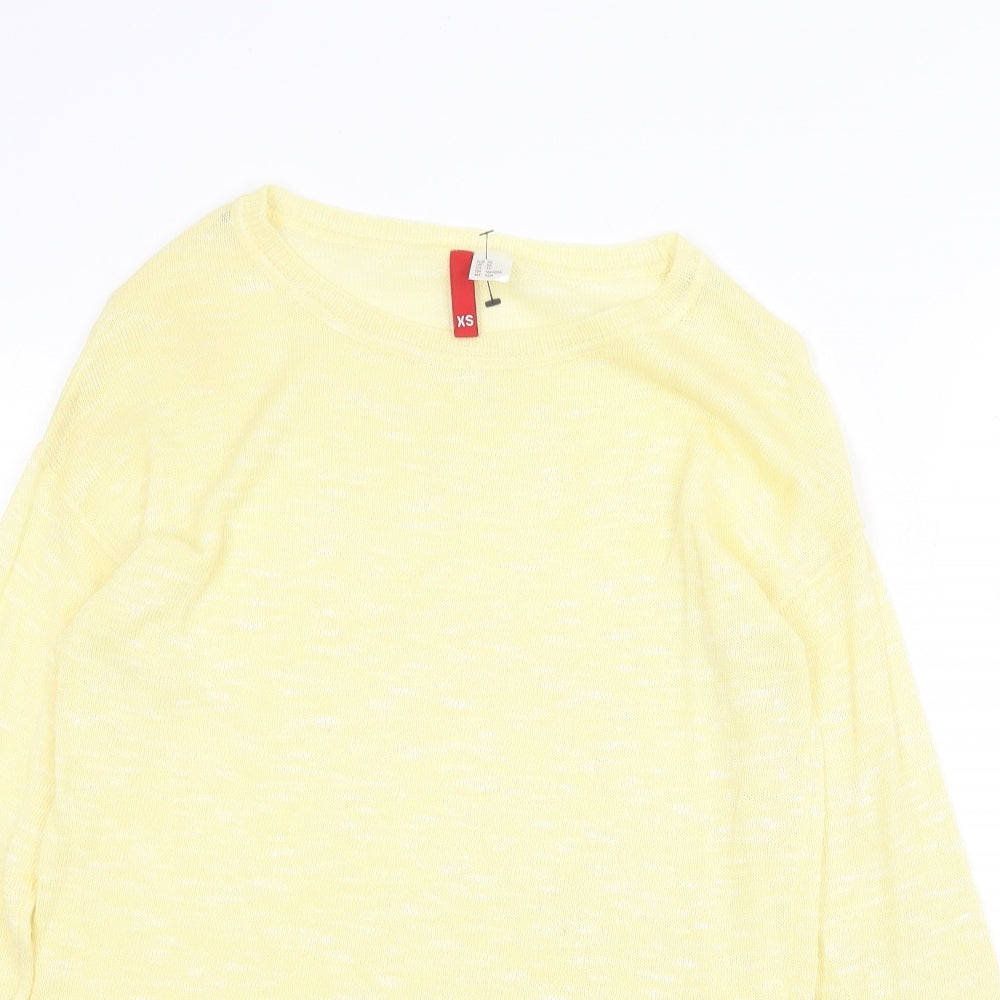 H&M Womens Yellow Round Neck Polyester Pullover Jumper Size XS