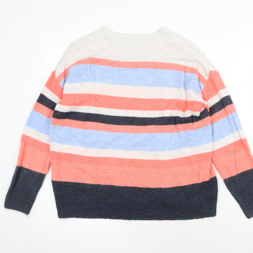 TU Womens Multicoloured Round Neck Striped Acrylic Pullover Jumper Size 12