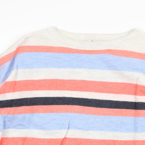 TU Womens Multicoloured Round Neck Striped Acrylic Pullover Jumper Size 12