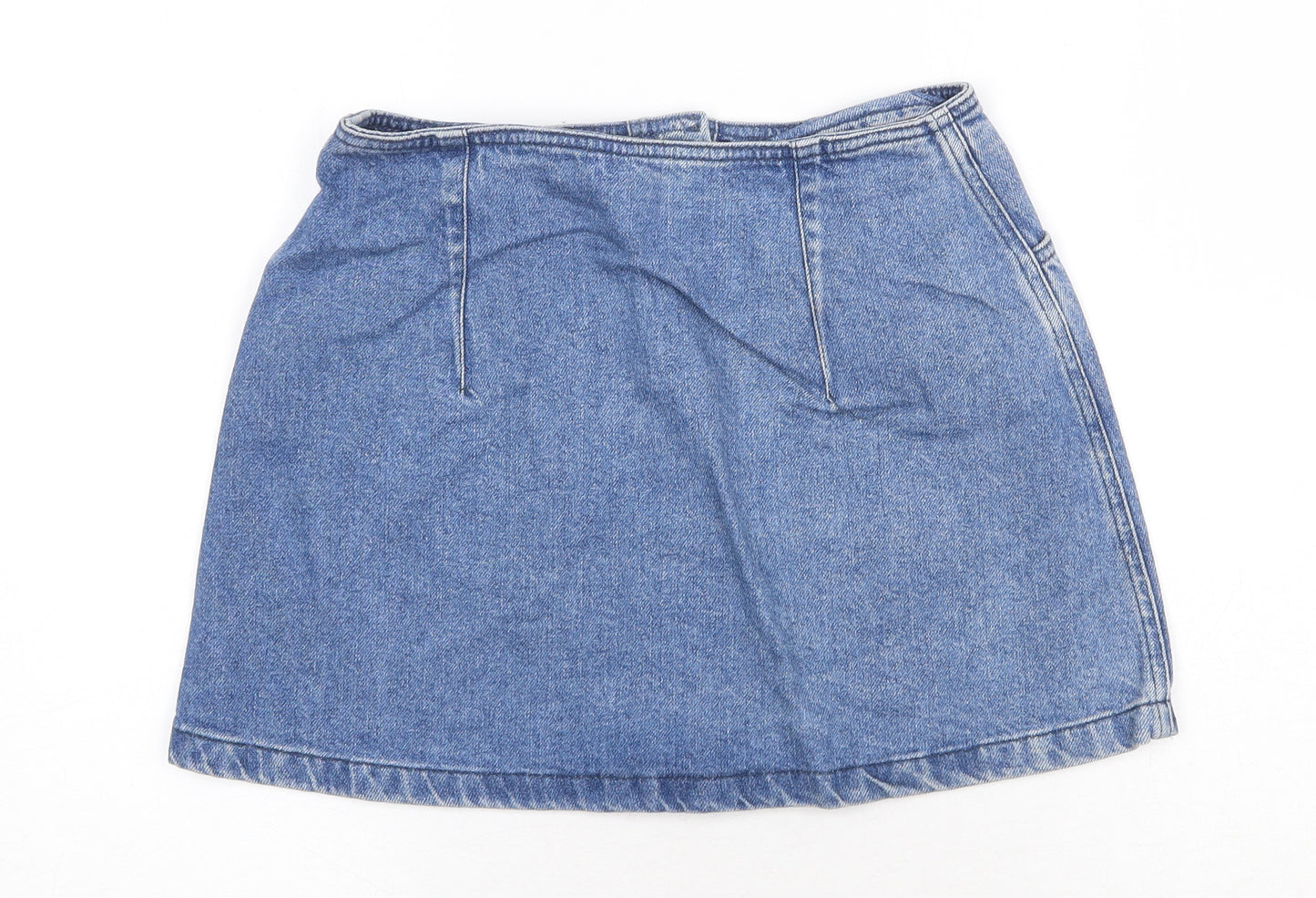 Topshop Womens Blue Cotton Mini Skirt Size 26 in Button