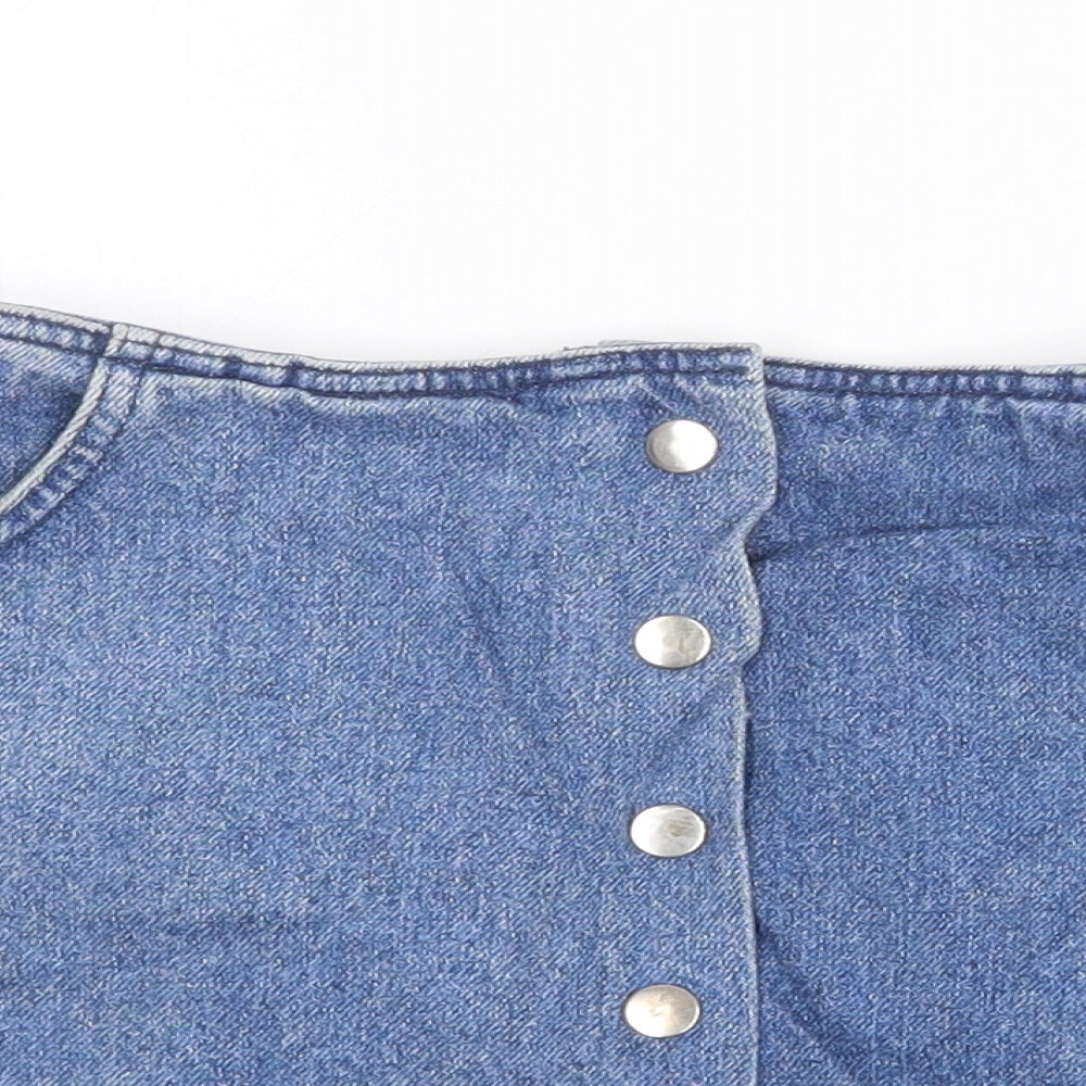 Topshop Womens Blue Cotton Mini Skirt Size 26 in Button