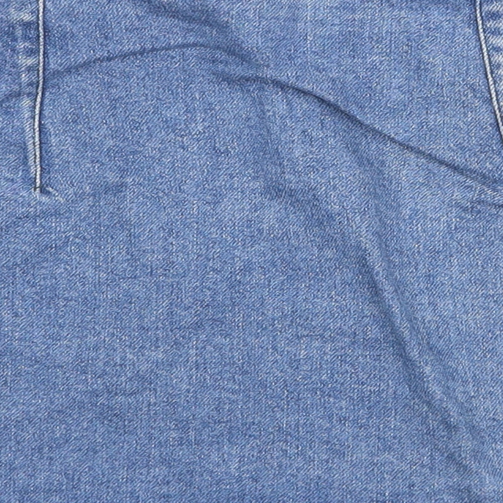 Topshop Womens Blue Cotton Mini Skirt Size 26 in Button