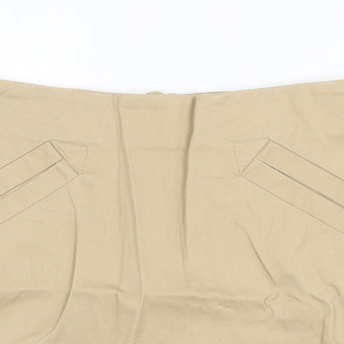 H&M Womens Beige Cotton A-Line Skirt Size 6 Zip