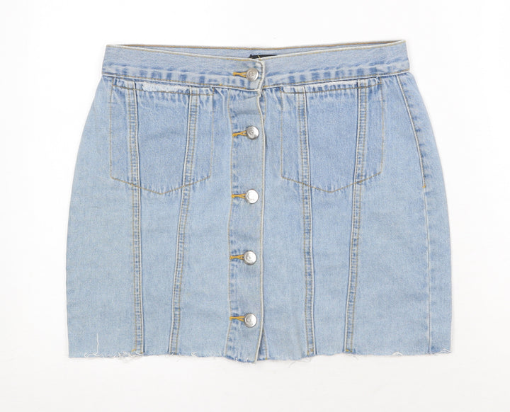 Cheap Monday Womens Blue Cotton Mini Skirt Size S Button