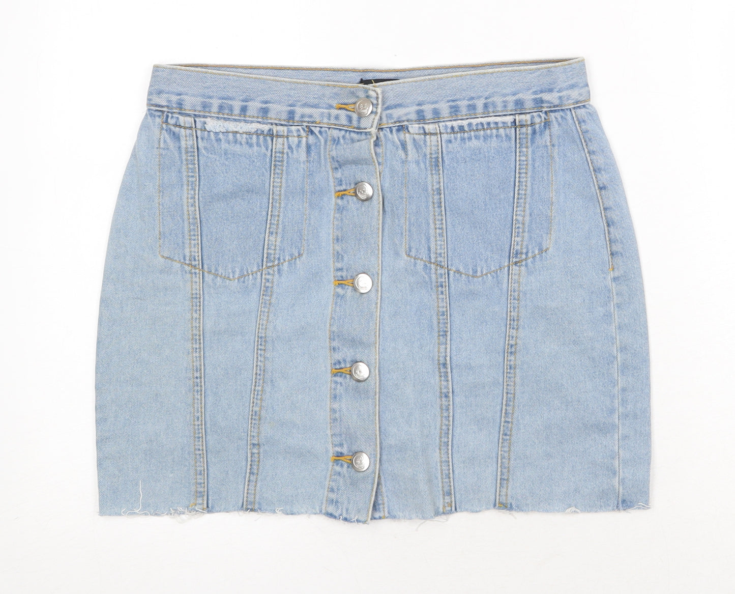 Cheap Monday Womens Blue Cotton Mini Skirt Size S Button