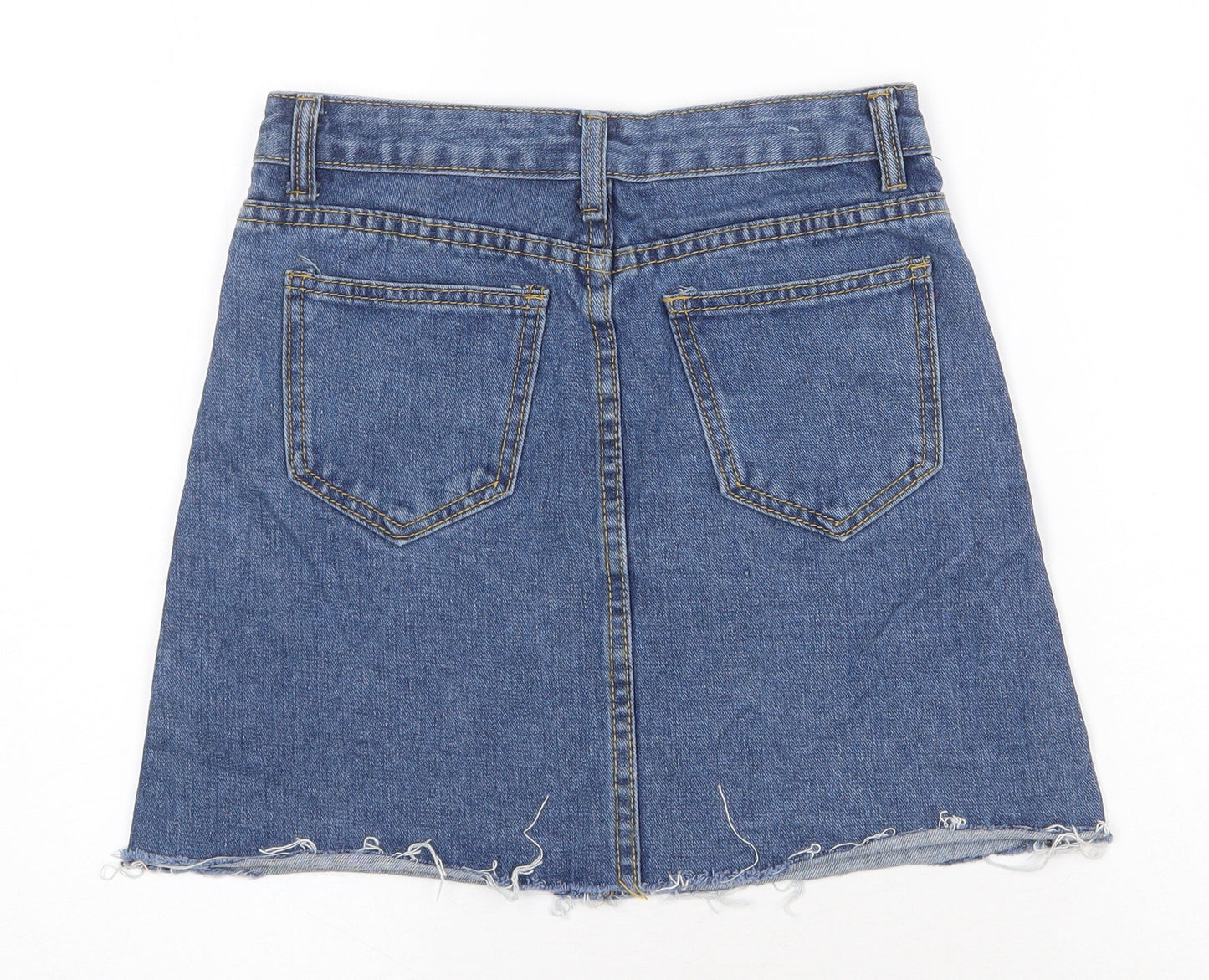 Preworn Womens Blue Cotton A-Line Skirt Size XS Zip