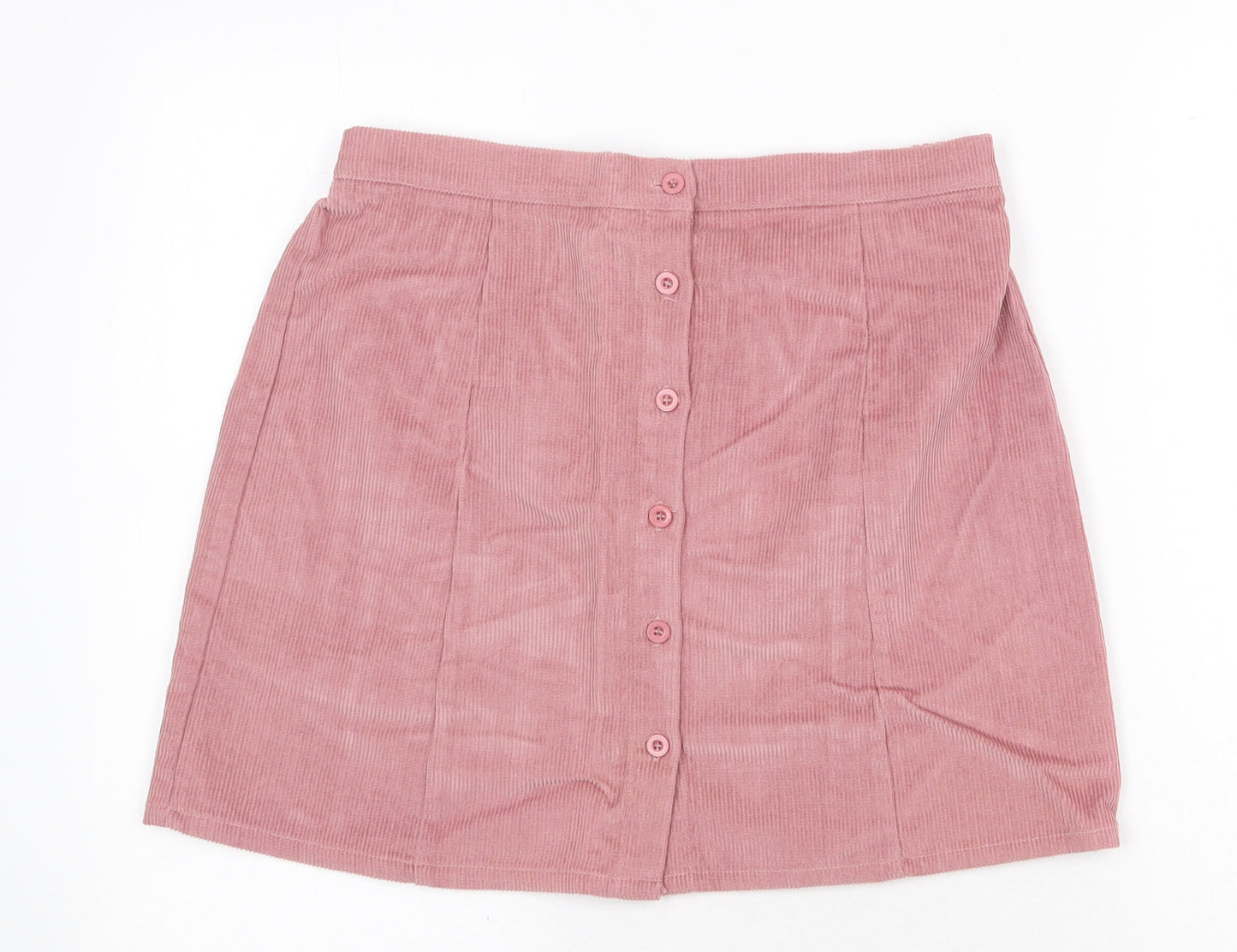 Sheln Womens Pink Cotton A-Line Skirt Size L Button