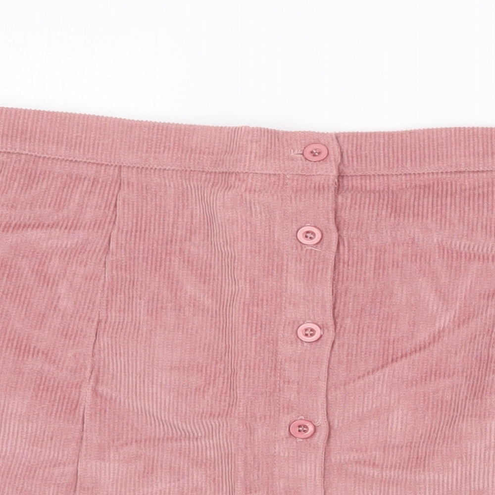 Sheln Womens Pink Cotton A-Line Skirt Size L Button