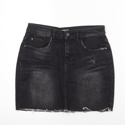 Pimkie Womens Grey Cotton Mini Skirt Size 28 in Zip
