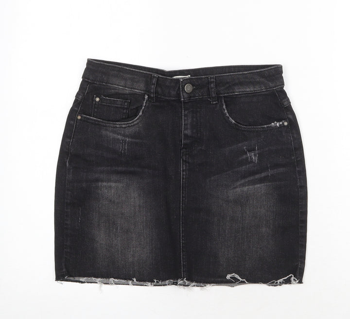 Pimkie Womens Grey Cotton Mini Skirt Size 28 in Zip