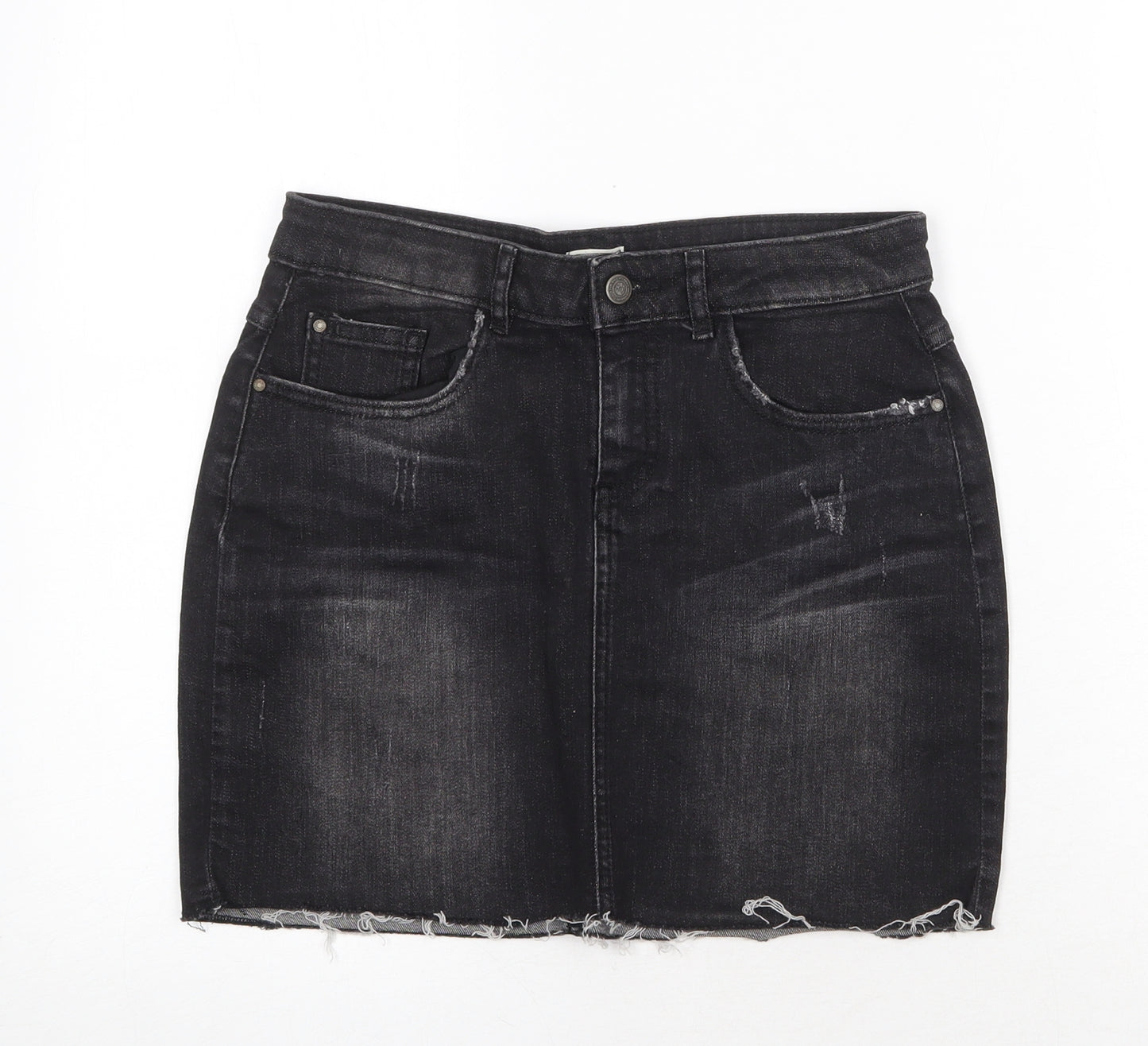 Pimkie Womens Grey Cotton Mini Skirt Size 28 in Zip
