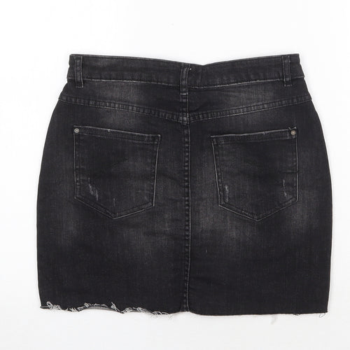 Pimkie Womens Grey Cotton Mini Skirt Size 28 in Zip