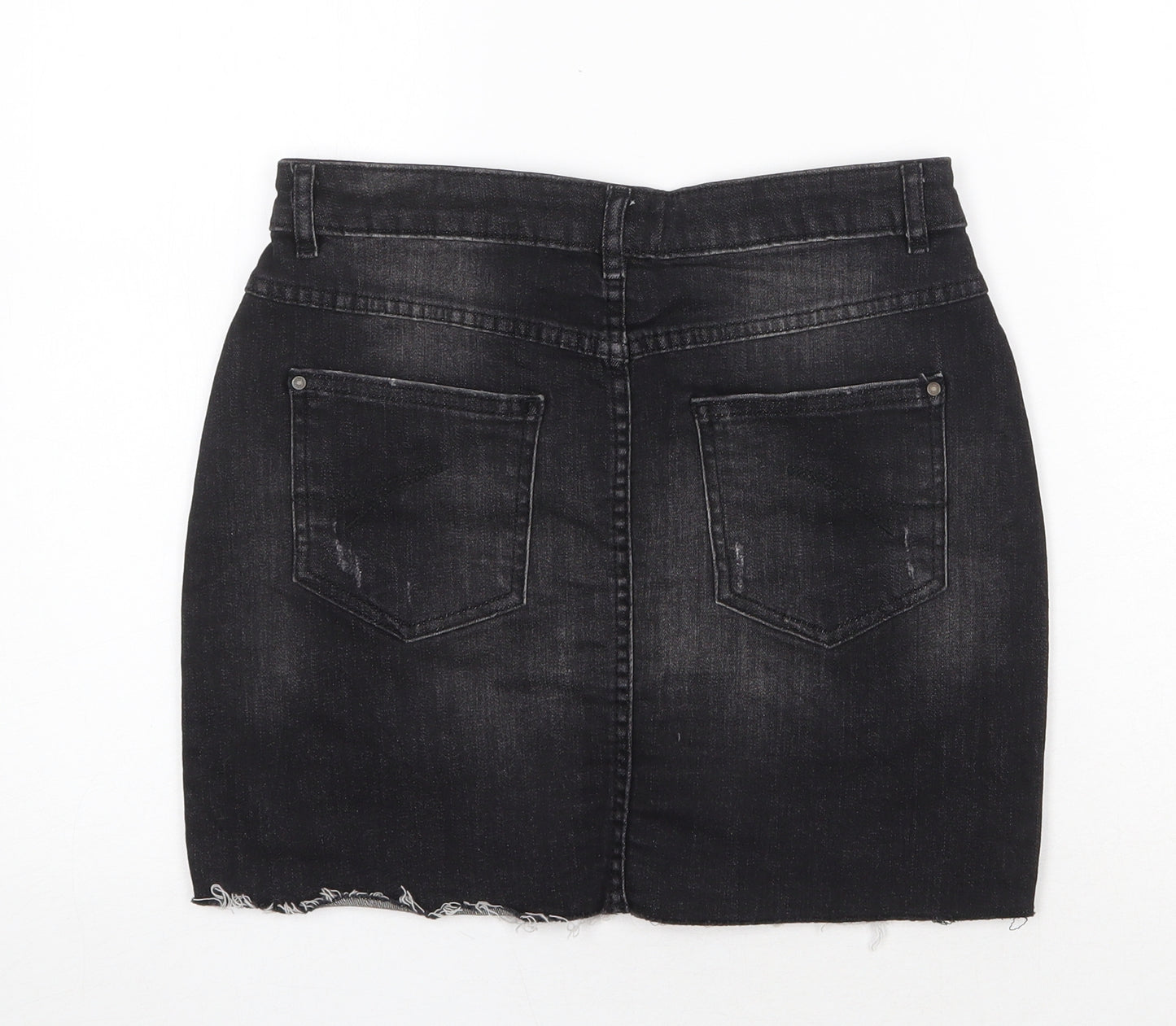 Pimkie Womens Grey Cotton Mini Skirt Size 28 in Zip