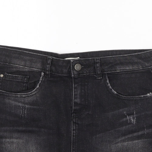 Pimkie Womens Grey Cotton Mini Skirt Size 28 in Zip