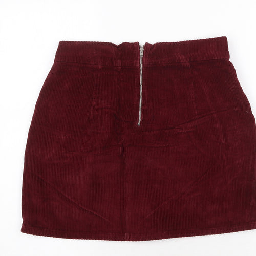 Topshop Womens Red Cotton A-Line Skirt Size 28 in Zip