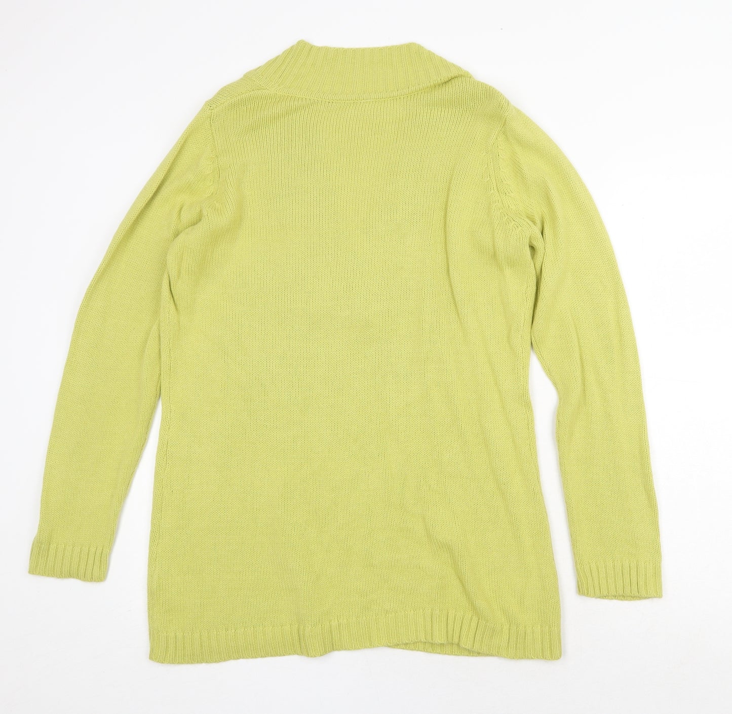 Note Womens Green V-Neck Acrylic Pullover Jumper Size 14