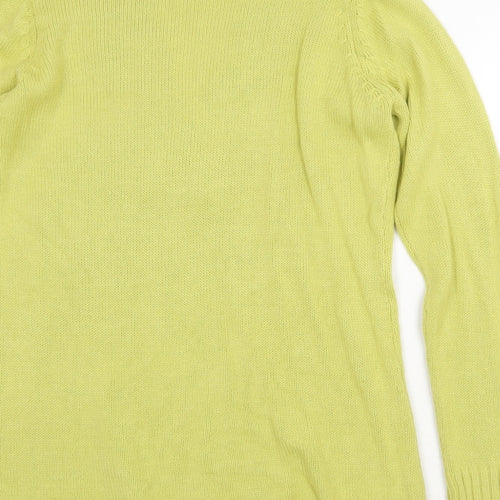 Note Womens Green V-Neck Acrylic Pullover Jumper Size 14