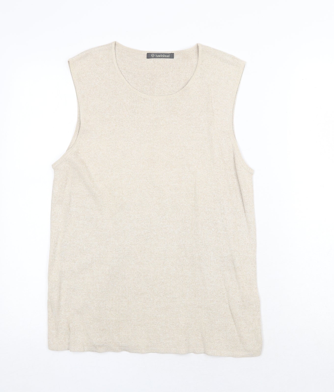 Hawkshead Womens Beige Viscose Basic Tank Size M Round Neck