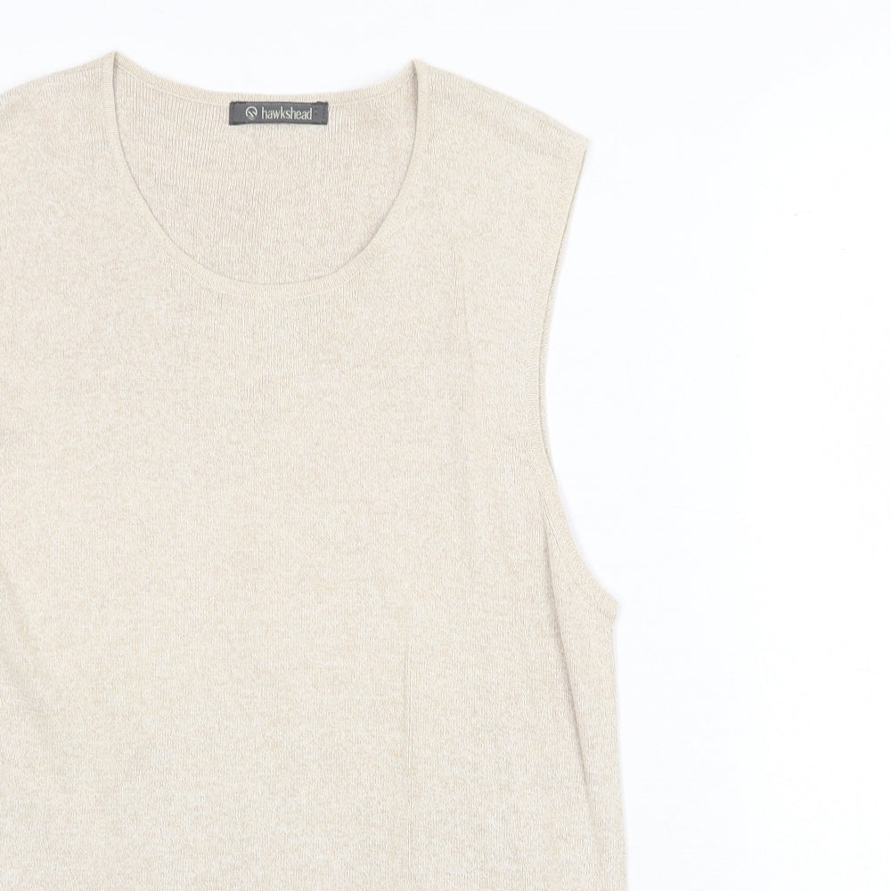 Hawkshead Womens Beige Viscose Basic Tank Size M Round Neck