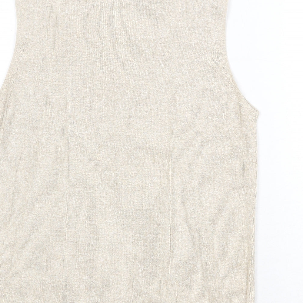 Hawkshead Womens Beige Viscose Basic Tank Size M Round Neck